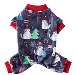 PETANGEL Dog Pajamas Coat Cat PJSJumpsuit Soft Velvet Doggie Jumpers Onesies Jammies Fleece Cat Apparel Pet Clothes Warm Flannel Cold Weather Puppy Small Dogs Rompers (X-mas Size: L)