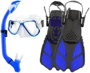 DiVLMT Kids Snorkel Set for Ages 6-14,Snorkeling Gear for Kids with Adjustable Flippers Anti-Fog Swimming Goggles Kids Snorkel Set with Bag,5-14 Years