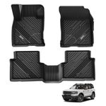 3W Floor Mats Fit for Ford Bronco Sport 2021 2022 2023 2024 Non-Slip Odorless All Weather TPE Car Accessories Custom Fit Full Set Ford Bronco Sport Car Mats Black Over 10 Years Lifespan