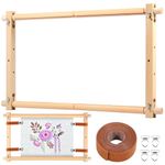 Littleduckling Embroidery Frame Wooden Cross Stitch Frame Rotated Needlepoint Embroidery Tapestry Scroll Frame Adjustable Needlepoint Stretcher Frame Square Punch Needle Frame for Embroidery(21x12)