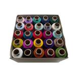 Coats Spade Poly Polyester Sewing Thread Box Small Assorted 25 Spools (25 Colours) 300 Mts Each (B), Multicolored