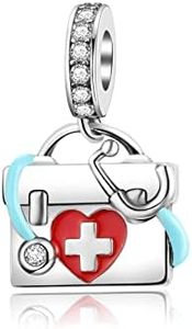 LUXILLA Medical First Aid Kit Dangle Charm Silver Charms 925 Sterling Silver fits Bracelets Necklace Pendant Bead Charms Jewelry Gift for Women Family Friends