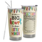 Teacher Appreciation Gifts - Best Teacher Gifts for Women - Daycare Teacher Gifts Back to School - Christmas Gifts for Teacher - Teacher Coffee Mug Stainless Steel Tumbler with Lid And Straws 20oz