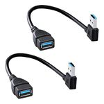 HSP-HSWITI SuperSpeed USB 3.0 Extension Data Cable, 90 Degree Male to Female Adapter Extender Short Left and Right Angle Cable for Device with USB Port (20CM,8IN) - 2PCS