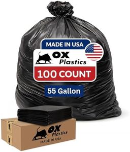 55 Galon Heavy Duty Black Trash Bags - 100 Count Large 36x52 IN Thick Garbage Bags - 3 MIL Multipurpose Trash Can Liners for Contractors, Home Kitchen & Industrial Use (Made in USA)