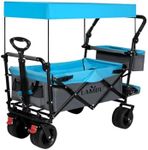 Lambu Garden Trolley Cart Foldable with Off-road Wheels, Outdoor Heavy Duty Folding Expandable Beach Wagon Rolling Stroller,Large Brake Wheel 150kg Capacity for Picnic Camping Shopping Fishing Grocery