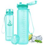 Baomay Sports Water Bottle 1Litre, Adults/Kids Water Bottle with Filter, Tritan Plastic Drinks Bottle For Gym Fitness, Bike Cycling, Soccer Runing, Hiking | Non-Toxic Leakproof BPA-Free (Mint)