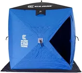 CLAM 14475 C-360 3 Person 6 Foot Lightweight Portable Pop Up Ice Fishing Angler Thermal Hub Shelter Tent with Anchors, Tie Ropes, and Carrying Bag