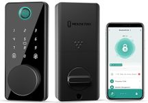 MOUSETRO Smart Deadbolt, Fingerprint Door Lock, 5-in-1 Keyless Entry Door Lock, Digital Keypad Deadbolt, Auto-Lock, Bluetooth Electronic Smart Door Lock with APP Control for Front Door (Black)