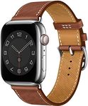 Sidart Luxury Soft Designer Leather Band Compatible with Apple Watch Series Ultra 8 7 6 5 4 3 2 1 SE, 42mm 44mm 45mm 49mm Single Tour for Women and Men, Brown