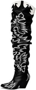 Cape Robbin Women's Western Thigh High Over The Knee Cowboy Cowgirl Boots - Chunky Block Heel Fashion Boots for Women (KELSEY-21) - Black Size 8