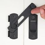 INIRET 4 Packs Barn Door Latches，3.93” x 2.75” Matte Black Stainless Steel barn gate flip Door Latch Bi-fold Door Lock,Sliding Door Antique Lock Gate Latches Wine Cabinet Closet Door Latches