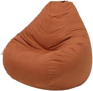 Tusrai Bean Bag Cover with Liner Only Ultra Soft Stretch Velvety 90% Microfiber Suede Bean Bag Chair Cover for Adult Pear Style Removable Large Luxurious (No Filler) -Red Orange