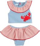 Mud Pie Unisex Kid's Standard Girls Seersucker Crab 2Pc Swimsuit