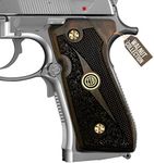 Zib Grips Wooden Handmade Grips for Beretta 92FS, 92, 92F, and Girsan Regard MC Grips, Cachas para 9mm Beretta 92FS (Tumbled Sand Square - Brass Logo)