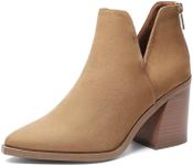 DREAM PAIRS Women's Ankle Boots Chunky Heel Pointed Toe Short Booties Shoes,Size 7,LIGHT BROWN-SUEDE,SDAB2401W