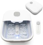 Rio Deluxe Foldaway Foot Spa Foot Bath with Massaging Rollers, Adjustable Temperature Settings (42°C, 44°C, 46°C), Pedicure Pumice Stone, Relaxing Bubbles, Powerful 500W Water Heater & Remote Control