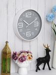 CHRONIKLE 10" Inch White Color Silent Plastic Wall Clock with Bold Grey Dial Numbers Modern Timepiece for Home Office Décor (24 X 4.5 X 24)