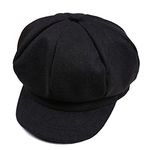 Retro Style Baker Boy Flat Cap Visor Beret Newsboy Cap Kids Winter Hats Black