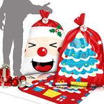 VEYLIN Christmas Sacks Large, 2 Pack Jumbo Plastic Santa Gift Sack Bag Stocking Wrapping Decoration (56 x 36 Inch)