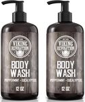 Viking Revolution - Mens Body Wash - Body Wash Men - Shower Gel Men with Vitamin E and Rosemary Oil - Eucalyptus Peppermint - 2 Pack - 24 Oz / 355ml Each