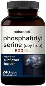Ultra Strength Phosphatidylserine Supplement 500mg Per Serving, 240 Capsules | Soy Free, Derived from Sunflower Lecithin – Supports Cognitive Health and Brain Function – Non-GMO