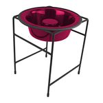 Platinum Pets Modern Single Diner Feeder with Stainless Steel Slow Feeding Dog Bowl, Raspberry Pop