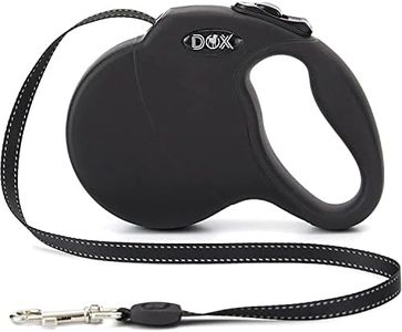 DDOXX Retractable Dog Leash - Strong Reflective Nylon Strips with Break & Lock System - M (Black)