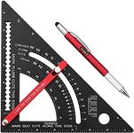 XUNTOP 7 Inch Carpenter Square Rafter Square Woodworking Square Tool Aluminium Adjustable Combination Square Set Metal Carpentry Triangle Ruler with Marking Pen for Carpentry Construction