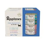 Applaws Natural Wet Cat Food, Multipack Fish Selection in Broth 70 g Tin (Pack of 12)