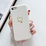 LSOUGUK Compatible with iPhone 6/6s Case for Women Girls,Cute Gold Heart Pattern Soft Liquid Silicone Shockproof Protective Phone Case Slim TPU Bumper Protection Cover for iPhone 6/6s-White