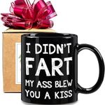 FALJIOK Funny Dad Joke Coffee Mug, Novelty Mug Gifts for Men Husband Son Brother Boyfriend Coworker, I Didn't Fart My Ass Blew Mug, Fun Gag Dad Gift for Birthday