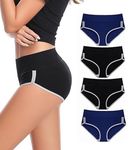 DIVING DEEP Cotton Underwear for Women, High Waist Panties for Women, Womens Brief Stretchy Underwear, Women's Panties - (Pack of 4) (Blue2, B2) (3XL)