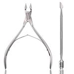 Jestilo Cuticle Remover Tool Set with Cuticle Cutter and Cuticle Pusher - Stainless Steel Professional Cuticle Nipper and Pusher Nail Care Tools for Salon and Level Mani-Pedi at Home - Silver (Silver)