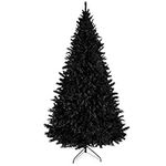 Prextex 6 Feet Black Christmas Tree - Premium Artificial Spruce Hinged Pink Christmas Tree Lightweight and Easy to Assemble with Christmas Tree Metal Stand 1200 Tips