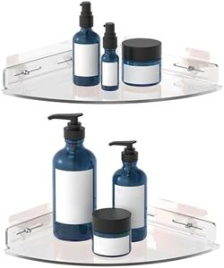 Vdomus 2 Pack Acrylic Bathroom Shelves, No Drilling Adhesive Bathroom Transparent Floating Shower Corner Shelf, Shower Shelves for Tile Walls, Shower Organizer Bathroom Storage