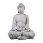 gartendekoparadies.de Buddha figure, stone figure, H. 42 cm, 19 kg, gray, frost-proof made of cast stone for outdoor use