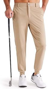 Libin Men's Slim Fit Golf Pants, 4-Way Stretch Quick Dry Athletic Joggers with Pockets, Work Dress Casual Yoga Pants, Khaki L