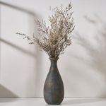 Vaseking Rustic Farmhouse Ceramic Vase for Mantel Decor, 11.75 Inch Terracotta Vase, Small Narrow Neck Vase, Decorative Flower Vases for Wedding, Shelf, Living Room, Centerpieces, Black and Gold