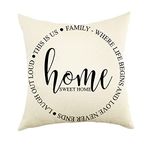 Ogiselestyle Farmhouse Pillow Covers with Home Sweet Home Quotes 18" x 18" Lumbar Pillow Covers Home Decorative Cotton Linen Cushion Case for Sofa Couch Family Room Décor