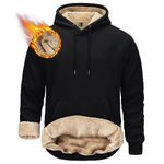 TACVASEN Fleece Lined Hoodie Mens Casual Athletic Long Sleeve Hooded Jumper Winter Sweatshirt Hoody Black,L