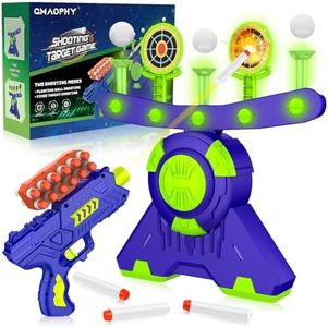 GMAOPHY Shooting Games Toy Gift for Age 5, 6, 7, 8, 9, 10+ Years Old Kids, Glow in The Dark Boy Toy Floating Ball Targets with Foam Dart Toy Blaster, 10 Balls 5 Targets