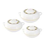 SQ Professional Insulated Casserole Serving Dishes with Lids - 3pc Ambient Thermal Hot pot Food Containers Set - Soup/Salad Food Warmer-Hotpot -1.2,1.6 & 2.5Liters, White