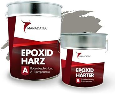 MANADATEC 2k Epoxidharz Bodenbeschichtung 5kg I RAL 7030 Steingrau I Abriebfest, lösemittelfrei, geruchsneutral I Garagenbodenbeschichtung I Epoxy Bodenbeschichtung Garage I Keller Epoxidharz Boden