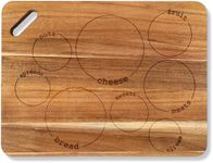 Laser Engraved Acacia Serving Board with Handle, 17x13 Inch Rectangular Charcuterie Platter, Natural Wood Server for Meat, Cheese Board, and Party Appetizers, Grazing Board