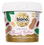 Biona Organic Smooth Peanut Butter 1KG - Unsalted & Palm Oil Free - Made with Freshly Roasted Organic Nuts - Source of Vegan Protein - Gluten & GMO Free