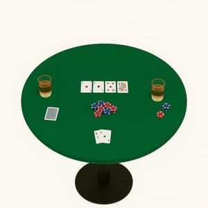 Feltectors Felt Card Game Table Cover for Poker, Mahjong, Domino, Bridge and Board Game, Elastic Fitted Tablecloth for 54 to 60 Inch Round Tables- Green