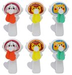 Asera Mini Baby Portable Hand Pressure Fan - Toy Fan For Kids Without Battery - Fan Toy For Kids (Animal 6 Pcs)