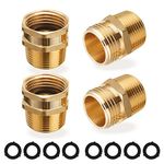 JOEJET Garden Hose Connector, 3/4'' GHT Female and Male to 3/4'' NPT Male, Metal Brass Water Hose to Pipe Thread Adapters and Fittings