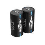 Ansmann C Rechargeable Batteries [Pack of 2] 2500 mAh 1.2V NiMH Low Self Discharge Battery For Flashlights, Operating Machines, Toys, LED Torch Lights - Black